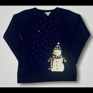 Craft & Barrow Navy Snowman Sweater